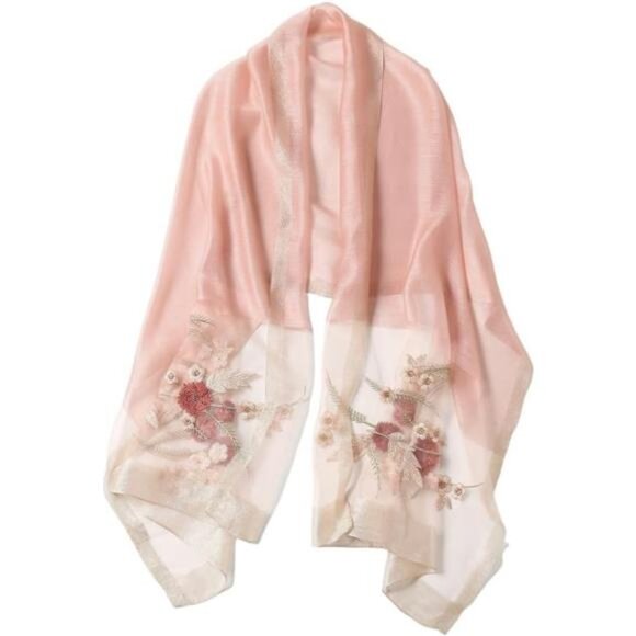 Floral Fashion Scarf Shawl Wrap Lightweight Pink